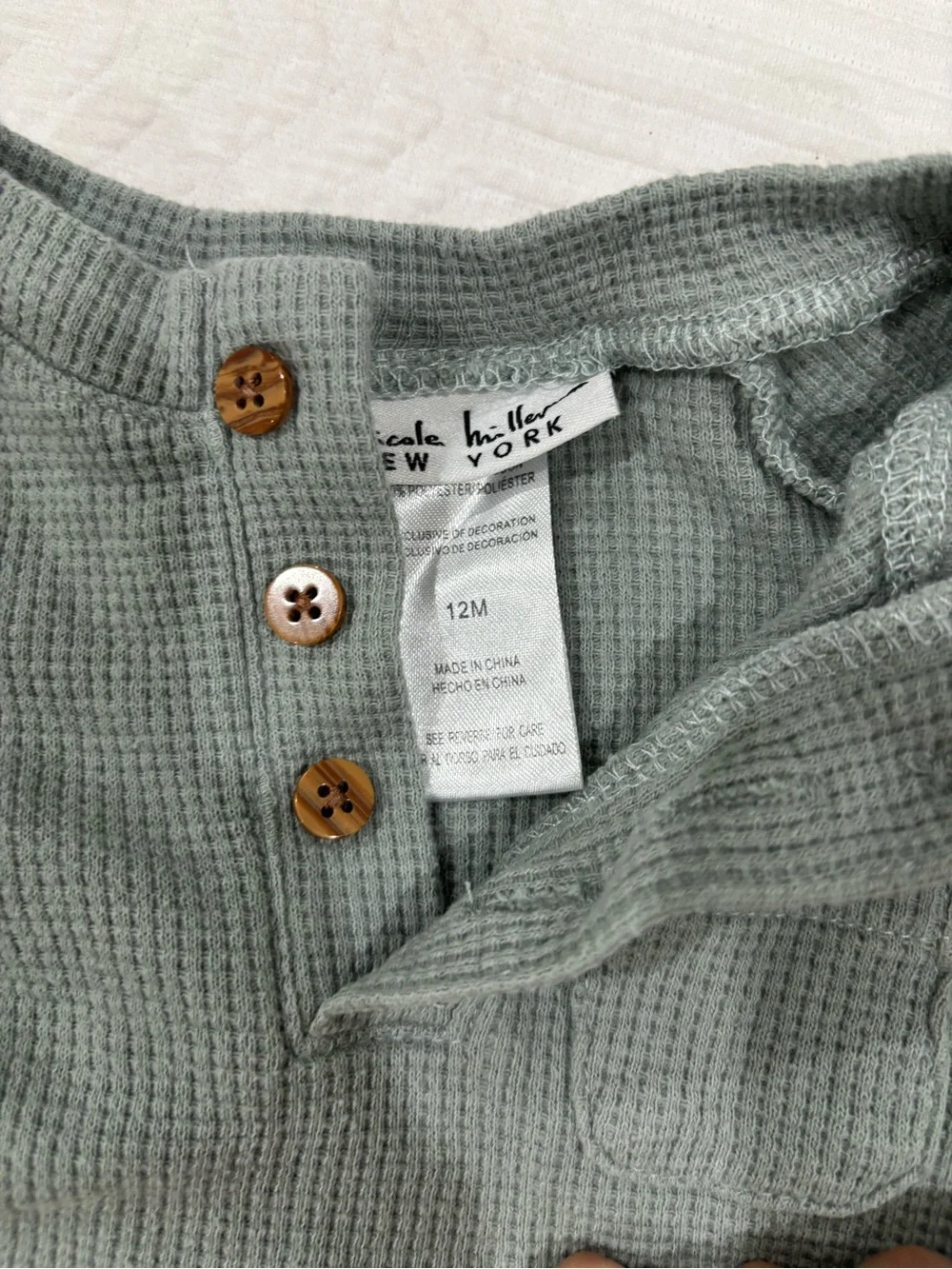 Nicole Miller Sage Green Waffle Knit Bodysuit & Joggers Set